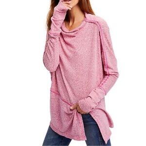 Free People Pink Londontown Asymmetrical Light Sweater XS